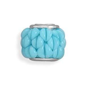  Blue Textured Glass Bead: Jewelry