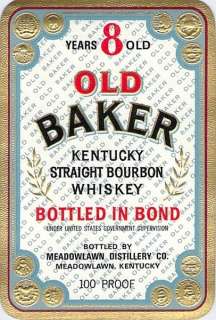 Old Baker Vintage Bourbon Whiskey Liquor Label Kentucky  