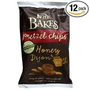 Kettle Bakes Pretzel Chips, Honey Dijon, 7 Ounce Bags (Pack of 12 
