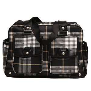  Designer Trendy Black White Check Carry All Diaper Bag Tote Baby