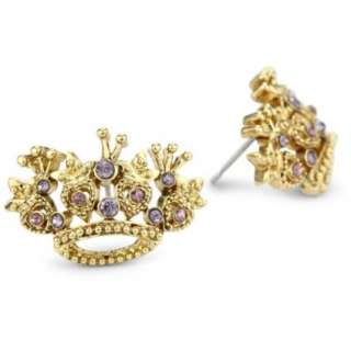 Betsey Johnson Tzarina Princess Crown Stud Earrings   designer shoes 