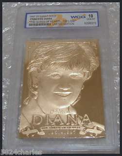 1997 PRINCESS DIANA 23KT GOLD CARD WCG GRADED 10GEM  