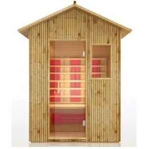   Bamboo 3 Person Ceramic Outdoor Far Infrared Sauna   ETL Approved