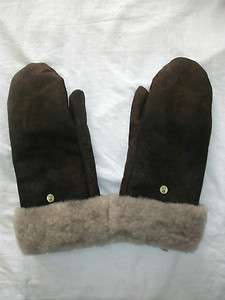 PERU Mittens Brown Sheepskin Leather Alpaca Fur interior ~ Men Large 