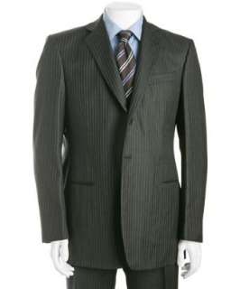 Armani Giorgio Armani charcoal wool 2 button suit with flat front 