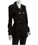 Calvin Klein black double breasted belted short trench style 