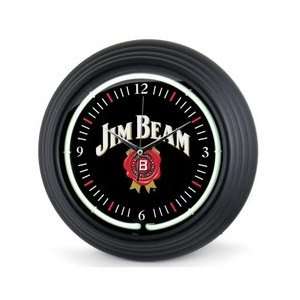  Jim Beam Rosette Logo Neon Wall Clock Black Label