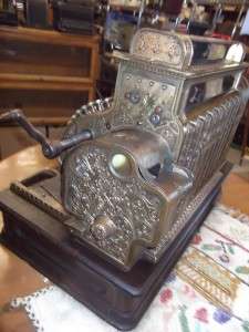 Highly ornate brass cash register by National Cash Register in 
