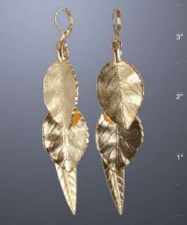 Kenneth Jay Lane gold triple leaf dangling earrings   up to 70 
