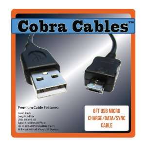  6ft  KINDLE FIRE Micro USB Cable A B Micro. Sync 