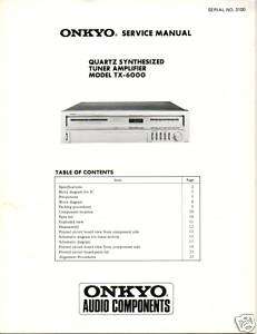 Original Service Manual Onkyo TX 6000 Receiver  