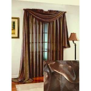  Sparking Sheer Curtain Set Ombre Chocolate Brown 84L with 