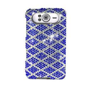  HTC HD7 Full Diamond Case Silver Ocean Blue Checker Cell 