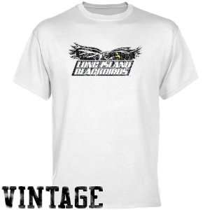  Long Island Blackbirds White Distressed Logo Vintage T 
