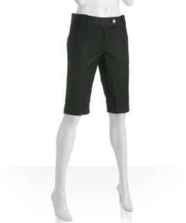 Robert Rodriguez black cotton linen blend cuffed crop pants   