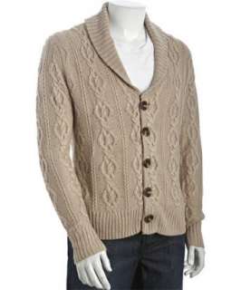 style #315617602 natural cable knit cotton cashmere shawl collar 