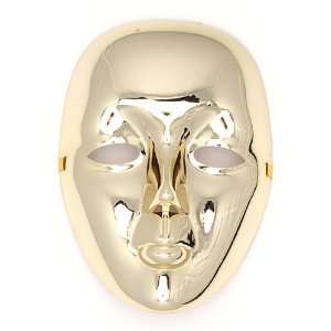  Gold Plastic Full Faced Mardi Gras Mask 