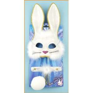   Glitter White Bunny Kit Costume Masquerade Mask [Toy] 