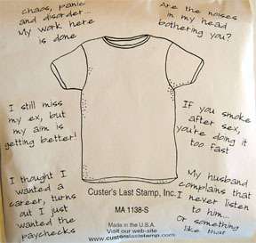 Custer T Shirt Set 4 Rubber Stamps w 6 phrases & Tshirt  