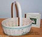   SMALL WHITE WASHED Green Trim EASTER BASKET Combo ADORABLE  