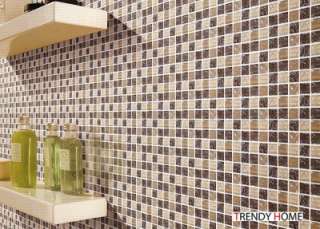   Natural Brown Crackle Glass Mosaic Tile Kitchen Backsplash Bath Wall