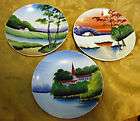 SEt of 3 VINTAGE HAND PAINTED CHINA Wall Decor Plates
