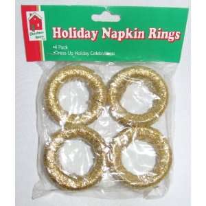  Gold Holiday Napkin Rings 