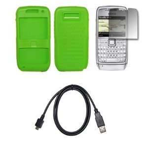  Neon Green Silicone Gel Skin Cover Case + LCD Screen 
