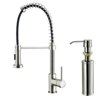 Vigo VG02001STK2 Stainless Steel Pull out Spray Kitchen Faucet + Soap 