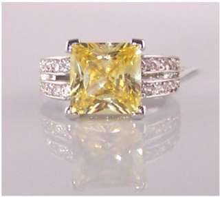 6Ct. Canary Cubic Zirconia Princess Solitaire Ring  