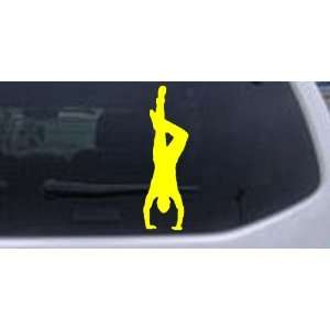 Yellow 28in X 9.1in    Dancer Hand Stand Silhouettes Car Window Wall 