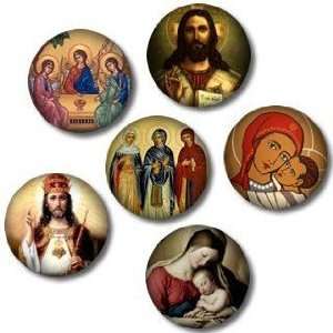 CHRISTIAN CATHOLIC Jesus Christ MARY ICON Pinback Buttons 1.25 Pins 