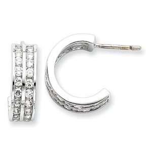  CZ Half Hoop Post Earrings in Sterling Silver Jewelry