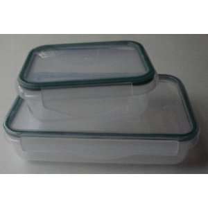  Plastic Food Storage Containers, Locking Tabs, Green Seal 