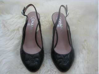 NIB CHANEL Camellia Slingback Pump Shoes Black 36  