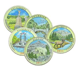 Set of 2011 Colorized/Enameled State Quarters with P mintmark.
