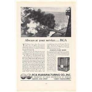 1935 RCA Model T8 14 Table Radio Navy Ship Gun Print Ad:  