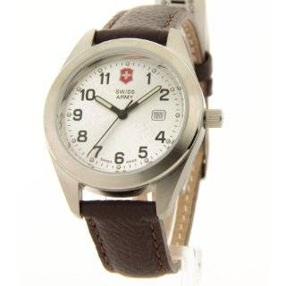   Swiss Army Brown Leather Garrison Silver Dial Date Watch 241082