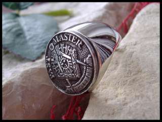 AJS © PAST MASTER MASONIC RING SURGICAL STEEL   (D12)  