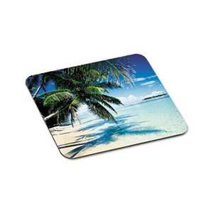 Scenic Foam Mouse Pad, Nonskid Back, 9 x 8, Tropical Beach Design 