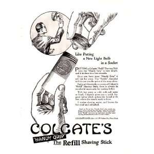   Ad Colgates Handy Grip Refill Shaving Stick Original Vintage Print Ad