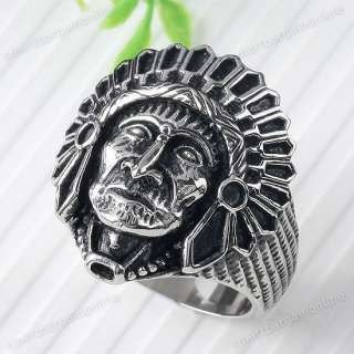 Mens Vintage Indian Tribe Chief Stainless Steel Ring #11 1pc XMAS 
