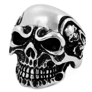  MENS Silver Stainless Steel Skull BIG Heavy Biker Rings 