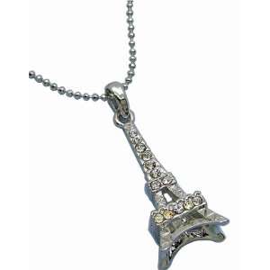   3D Eiffel Tower Necklace with Austrian Crystals   1.5 Charm Jewelry