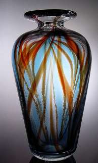   rare and lovely vintage art glass vase by artist David R. Boutin
