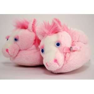   : Wee Kids Furry Friends Pink Horse Slippers M 6 12 Mos: Toys & Games