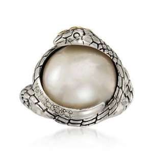  15mm Mabe Pearl Snake Ring In Two Tone Jewelry