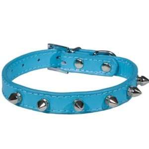  Designer Dog Collar   Leather Spike Collar   Blue   Small 