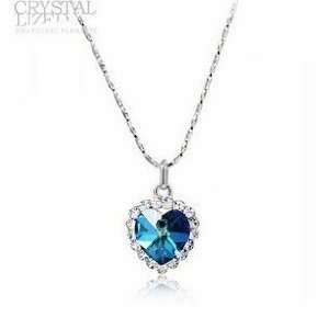  Swarovski Heart of the Ocean blue Crystal necklace 18K 