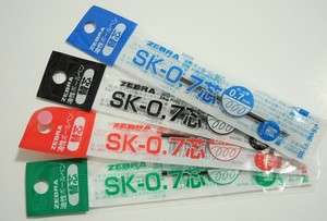 Zebra SK 0.7mm ball point pen only refill 4 colours(4BK+4BL+2R+2G 